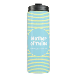 Funny Moeder van Twins Pastel Stripes Thermosbeker