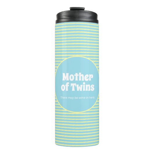 Funny Moeder van Twins Pastel Stripes Thermosbeker (Voorkant)