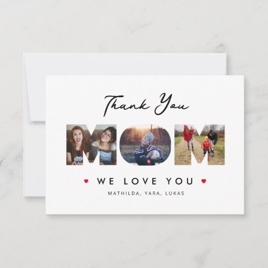 Funny Moederdag 3 Foto Collage Letter Bedankkaart (Voorkant)