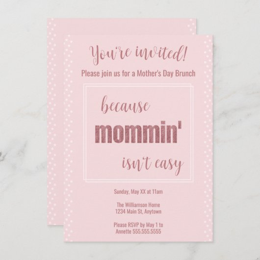 Funny Moederdag Brunch Kaart (Voorkant / Achterkant)