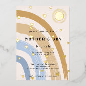 Funny Moederdag Brunch Rainbow Folie Uitnodiging (Voorkant)