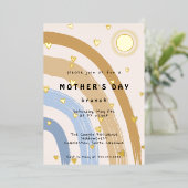 Funny Moederdag Brunch Rainbow Folie Uitnodiging (Staand Voorkant)