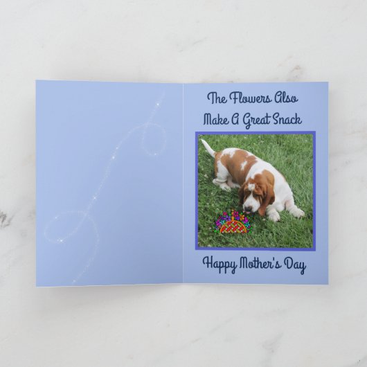 Funny Moederdag Card met Cute Basset Hound Kaart (Binnen)