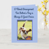 Funny Moederdag Card met Cute Basset Hound Kaart (Gele Bloem)