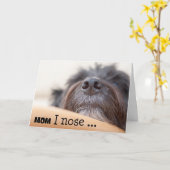 Funny Moederdag Kaart - De Dog Nose (Gele Bloem)