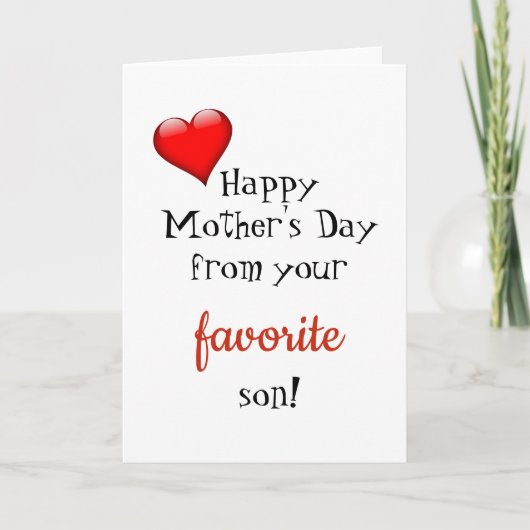 Funny Moederdag Kaart van favoriete zoon (Voorkant)