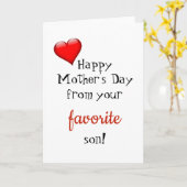 Funny Moederdag Kaart van favoriete zoon (Gele Bloem)