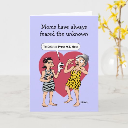 Funny Moederdag Kaarten: Smart Phone Kaart (Gele Bloem)