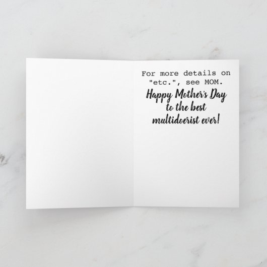 Funny Moederdag Multidoerist Kaart (Binnen)