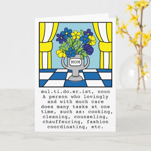 Funny Moederdag Multidoerist Kaart (Gele Bloem)
