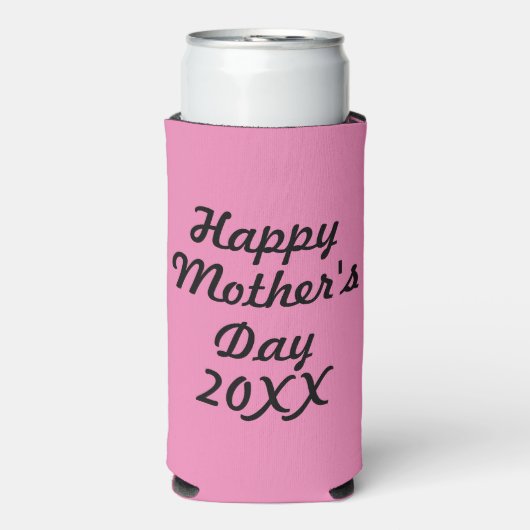 Funny Moederdag - Roze en zwart - Seltzer Blikjeskoeler (Seltzer Voorkant)