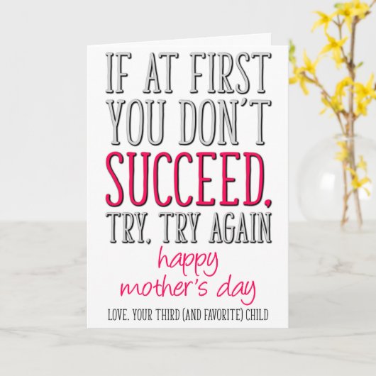 Funny Moederdag van Derde Kind, 3e Kind Kaart (Gele Bloem)