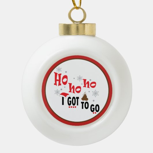 Funny moet kerstversiering poepen keramische bal ornament (Voorkant)