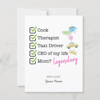 Funny Mom Checklist Briefkaart