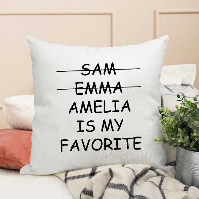 Funny Mom Favoriete Kind Namen Moederdag Kussen (Funny Mom Favorite Kid Names Mothers Day Throw Pillow)