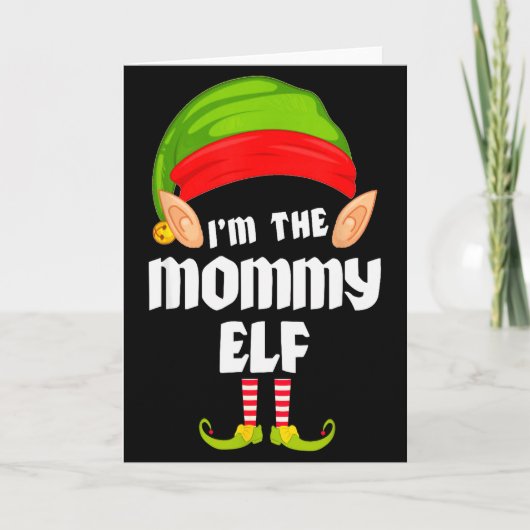 Funny Mommy Elf Matching Family Group Pj Christmas Kaart (Voorkant)