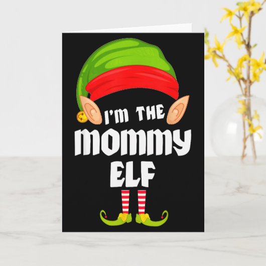Funny Mommy Elf Matching Family Group Pj Christmas Kaart (Gele Bloem)