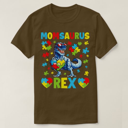 Funny Momsaurus Autism Awareness Day Dinosaur Mam T-shirt (Design voorkant)