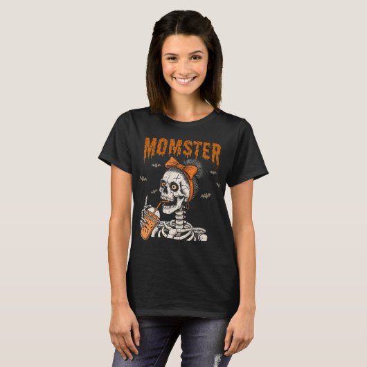  Funny Momster Skeleton Halloween T-shirt (Voorkant volledig)