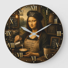 Funny Mona Lisa Barista Coffee Shop Kitchen Grote Klok