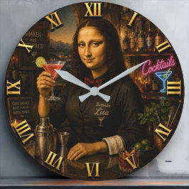 Funny Mona Lisa Bartender Cocktail Bar Decor Grote Klok