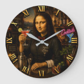 Funny Mona Lisa Bartender Cocktail Bar Decor Grote Klok (Voorkant)