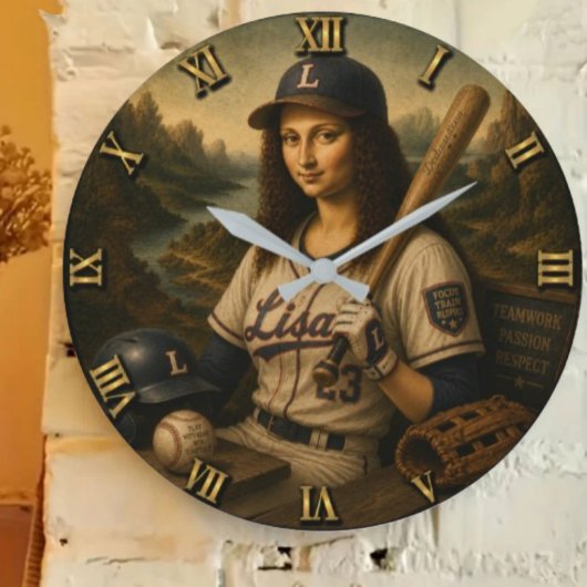 Funny Mona Lisa Baseball Grote Klok
