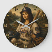 Funny Mona Lisa Baseball Grote Klok (Voorkant)