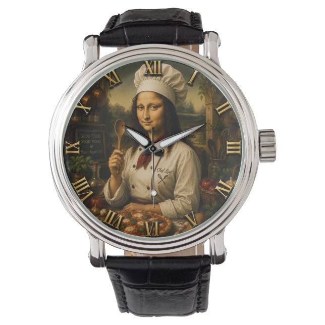 Funny Mona Lisa Chef  Kitchen Decor Horloge (Voorkant)