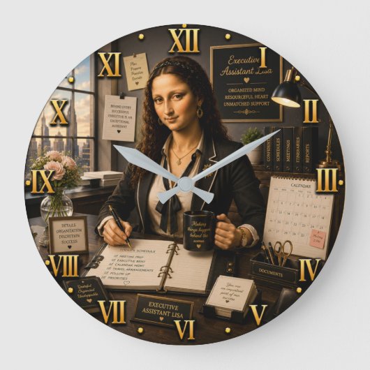 Funny Mona Lisa Executive Assistant Grote Klok (Voorkant)