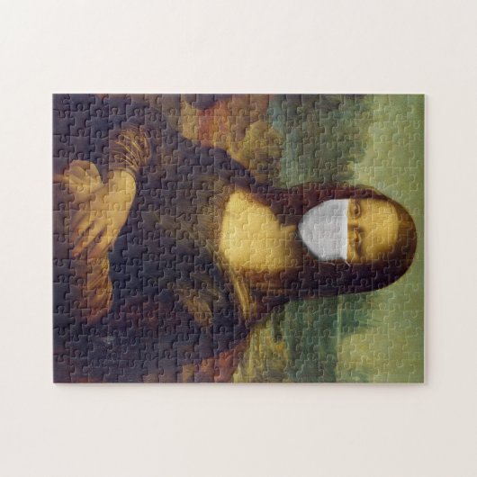 Funny Mona Lisa Face Mask Puzzle Legpuzzel (Horizontaal)