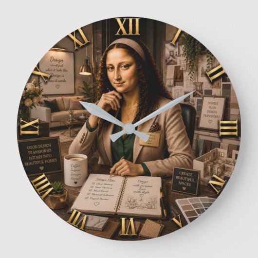 Funny Mona Lisa Interior Designer Home Decor Grote Klok (Voorkant)