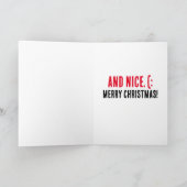 Funny Mona lisa kerstkaarten, Naughty & Nice Feestdagen Kaart (Binnen)