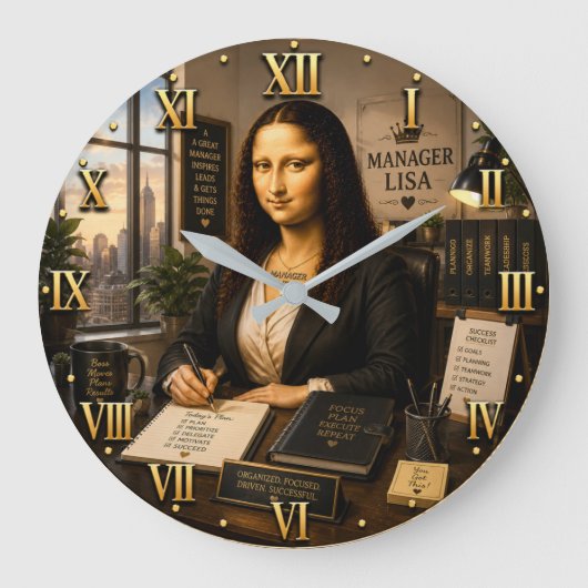 Funny Mona Lisa Manager Office Decor Grote Klok (Voorkant)