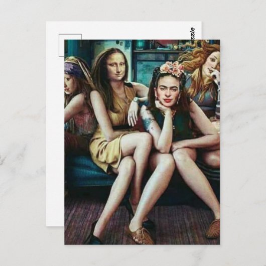 Funny Mona Lisa met haar vriendenkoppet Briefkaart (Voorkant / Achterkant)