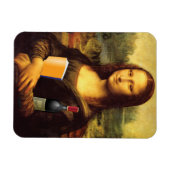 Funny Mona Lisa met wijn en boek Magneet (Horizontaal)