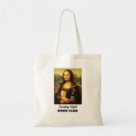 Funny Mona Lisa met Wine Book Club Tote Bag