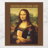 Funny Mona Lisa met Wine Book Club Wijn Etiket (Enkel label)