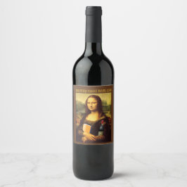 Funny Mona Lisa met Wine Book Club Wijn Etiket