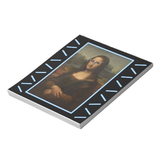 Funny Mona Lisa nerd glas Notitieblok (Linkerzijde)