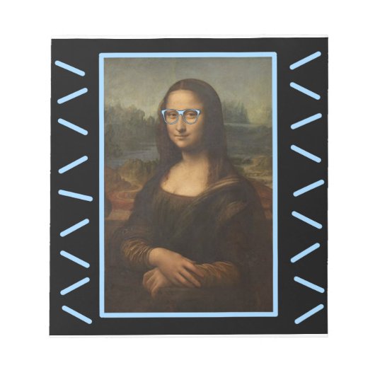 Funny Mona Lisa nerd glas Notitieblok (Voorkant)