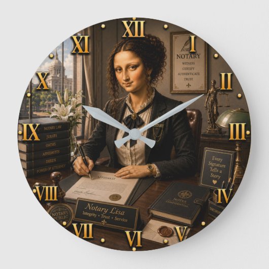 Funny Mona Lisa Notary Office Decor Grote Klok (Voorkant)