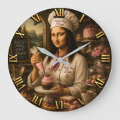 Funny Mona Lisa Pastry Chef Bakery Kitchen Decor Grote Klok (Voorkant)