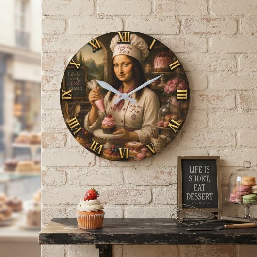 Funny Mona Lisa Pastry Chef Bakery Kitchen Decor Grote Klok