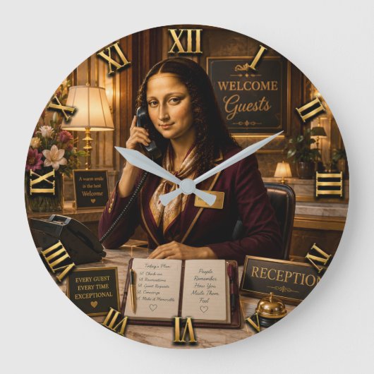 Funny Mona Lisa Receptionist Desk Office Decor Grote Klok (Voorkant)