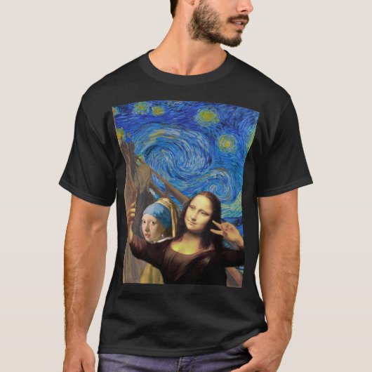 Funny Mona Lisa Selfie T-Shirt (Voorkant)