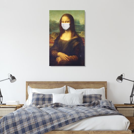 Funny Monalisa Wears Coronavirus Facial Masker Canvas Afdruk (Insitu (Slaapkamer))
