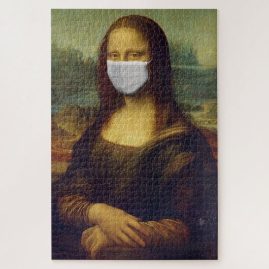 Funny Monalisa Wears Coronavirus Facial Masker Legpuzzel (Verticaal)