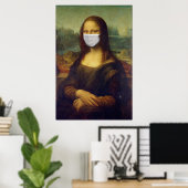 Funny Monalisa Wears Coronavirus Facial Masker Poster (Thuiskantoor)