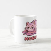 Funny Monday Meltdown Pink Cat Coffee Mug Koffiemok (Voorkant links)